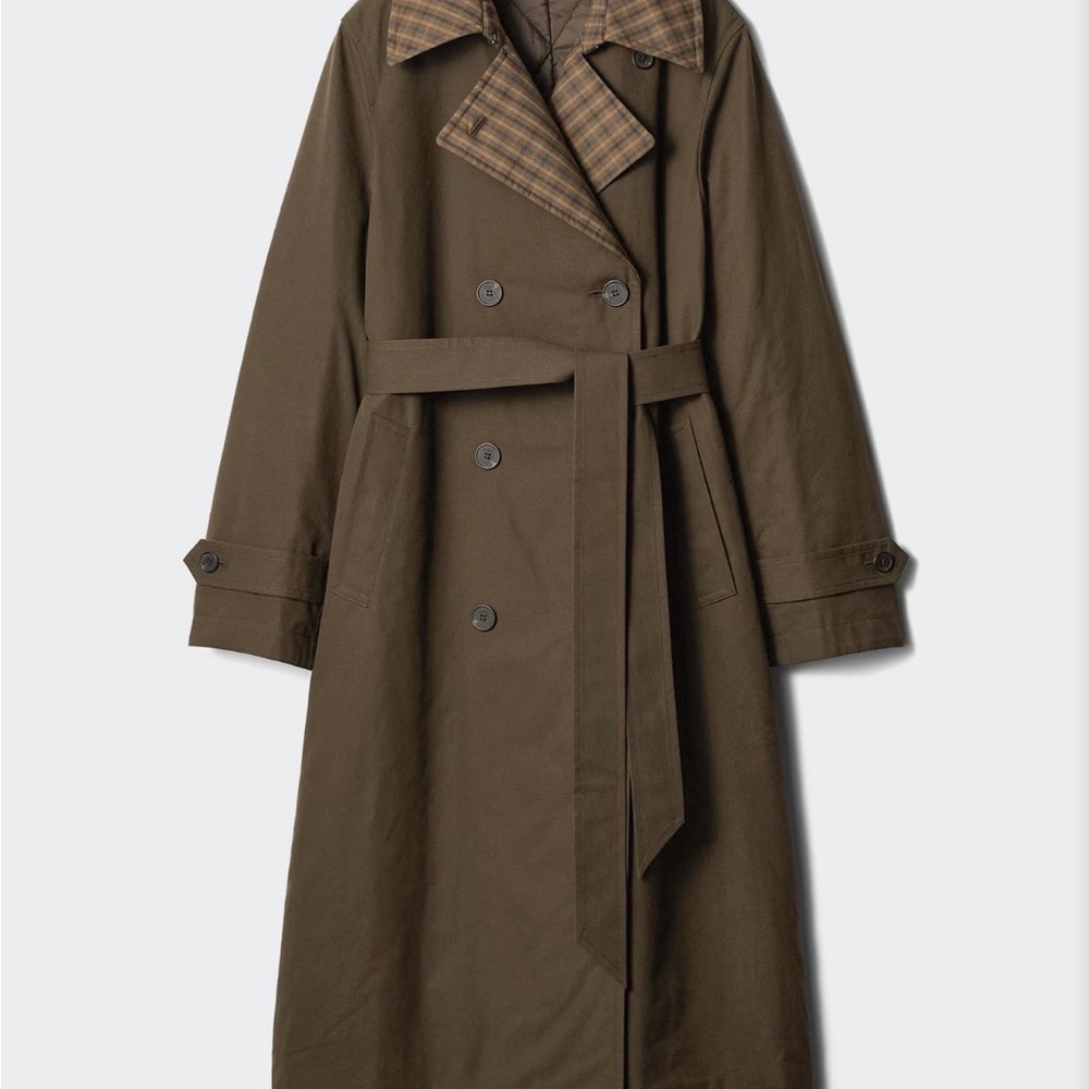 JW ANDERSON x Uniqlo Olive Trench Coat with Plaid Collar